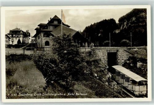 6377 Seelisberg Foto AK Bergbahn Hotel Bellevue