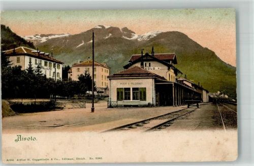 6780 Airolo Gebrauchsspuren Bahnhof Postamt Hotel des Alpes