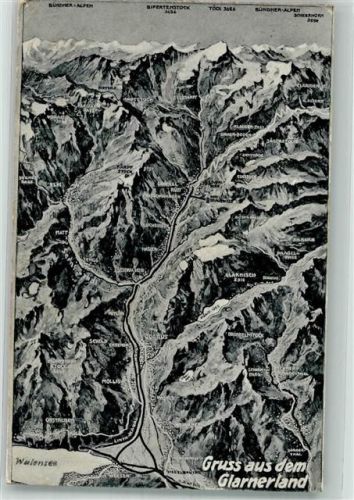 8783 Linthal 1913 Gebrauchsspuren Glarnerland Vogelschau