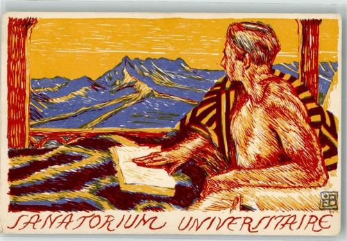 1854 Leysin Lithographie / Künstlerkarte sign. Bille Edm. Sanatorium Universitaire Hilfswerk der Schweizerischen Hochschulen