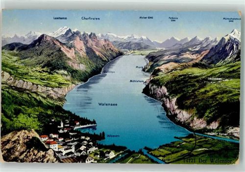 8874 Mühlehorn - Walensee Vogelschau Wehrliverlag