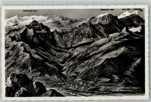 3954 Leukerbad Loèche-les-Bains Gebrauchsspuren Fliegeraufnahme Vogelschau Gemmi