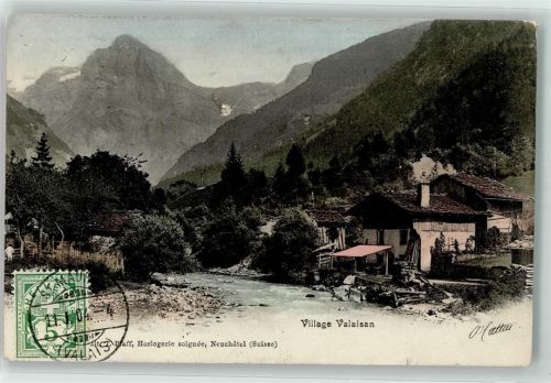 1890 St-Maurice 1904 - Village Valaisan Ort lt. Stempel