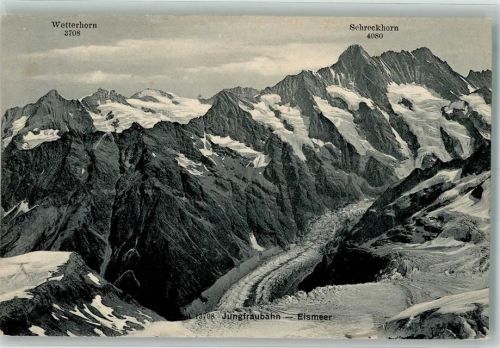 Eismeer Jungfraubahn 1909 Foto AK Eismeer Wetterhorn Schreckhorn