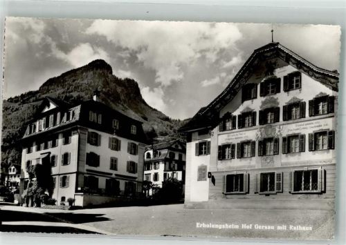 6442 Gersau 1952 Foto AK Rathaus Pension Erholungsheim Hof