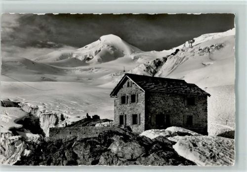 3906 Saas-Fee - Berggasthaus Langefluh mit Allainhorn und Feegletscher Hüttenstempel