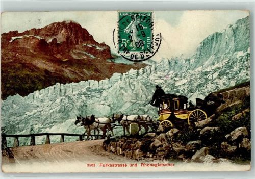 Furka 1908 - Postkutsche Rhonegletscher