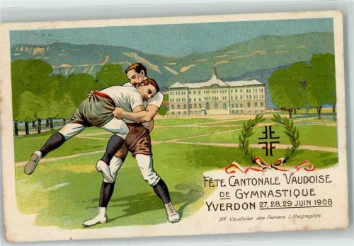1400 Yverdon-les-Bains 1908 Lithographie Fete Cantonale Vaudoise de Gymnastique Losnr. 17666