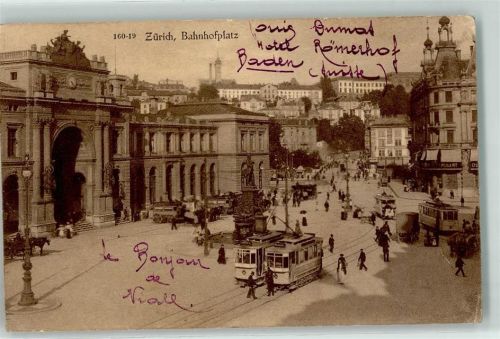 8000 Zürich 1913 - Bahnhofplatz Trams