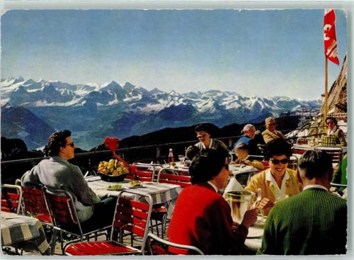 6010 Pilatus Kulm - Hotel-Terrasse mit Blick auf die Berner Alpen