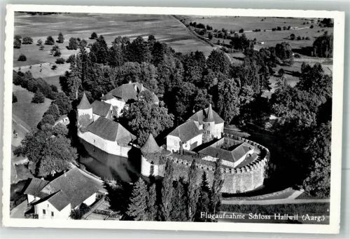 5705 Hallwil Foto AK Fliegeraufnahme Schloss