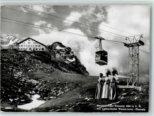 Ebenalp - Berggasthaus Ebenalp mit Luftseilbahn Wasserauen-Ebenalp Blick zum Altmann
