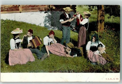 3655 Sigriswil 1905 - Familien Tracht Akkordeon Ort lt. Stempel