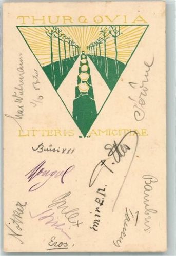 8500 Frauenfeld 1916 Lithographie Rhurgovia Litteris Amicitiae Ort lt. Stempel