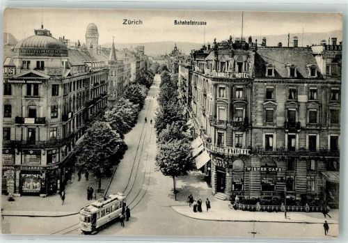 8000 Zürich 1912 - Bahnhofstrasse Tram Wiener Cafe