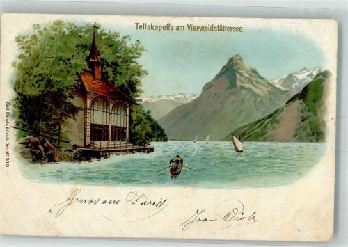 6452 Sisikon 1900 Lithographie Tellskapelle Vierwaldstädtersee