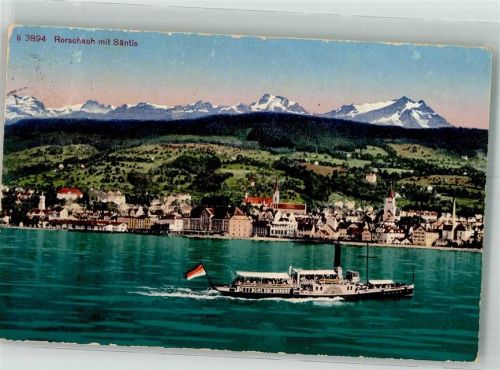 9400 Rorschach 1928 Foto AK Raddampfer