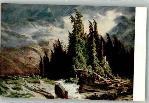 sign. Calame Alexandre Gewitter auf dem Handeck Pro Juventute Schweiz Künstlerkarte