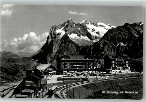 3823 Kleine Scheidegg Foto AK Bahnhof Bergbahn Hotel