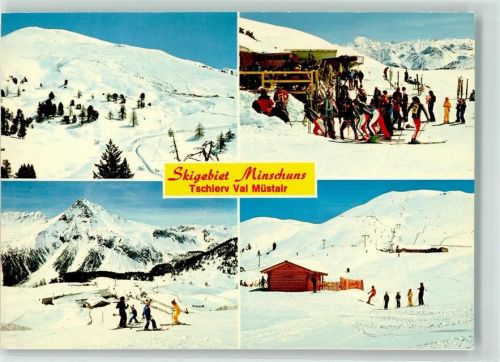 7532 Tschierv - Skigebiet Minchuns Winter Skifahrer