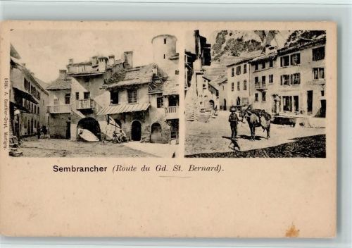1933 Sembrancher 1900 - Route de Gd. St. Bernhard, Junge mit einem Esel, AK