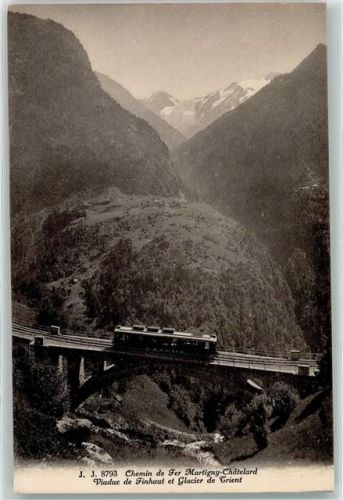 1925 Finhaut - Eisenbahn Martigny-Chatelard Viadukt de Finhaut et Glacier de Trient
