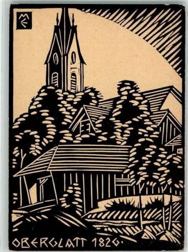9230 Flawil Künstlerkarte Oberglatt Linolschnitt 1820 von Max Eberle