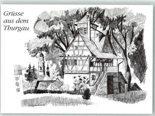 Künstlerkarte Zeichnung J. Schedler Greggenhüsli Bildband