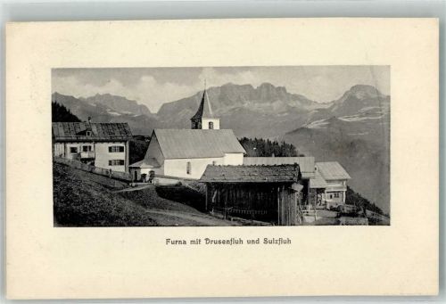 7232 Furna 1909 Foto AK Kirche Drusenfluh Sulzfluh