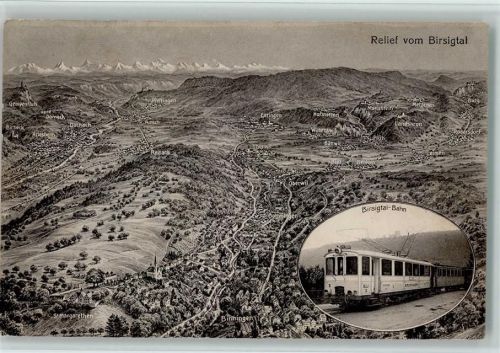 4102 Binningen Gebrauchsspuren Relief vom Birsigtal Birsigtal-Bahn