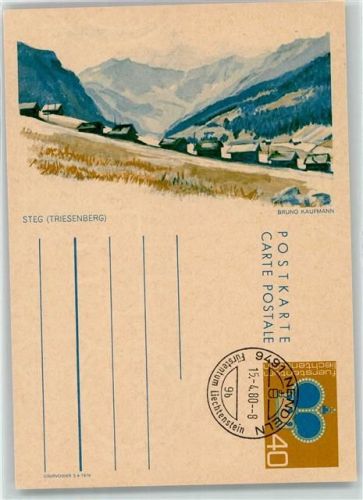 9497 Steg Ganzsache Triesenberg Bruno Kaufmann Künstlerkarte Ganzsache
