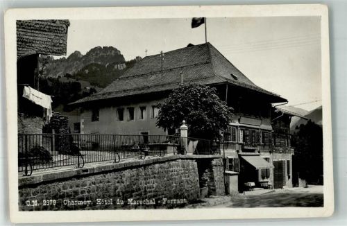 1637 Charmey Gruyère Foto AK Geschäft Hotel du Marachel