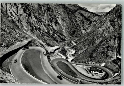 Schöllenen Foto AK Gotthardstrasse Omnibus Auto Gasthaus