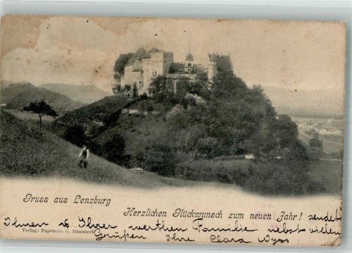 5600 Lenzburg 1902 Gebrauchsspuren Schloss Neujahr