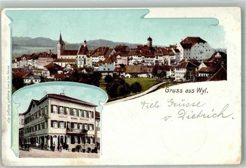 9500 Wil SG 1906 Foto AK Gasthaus Sonne Kirche