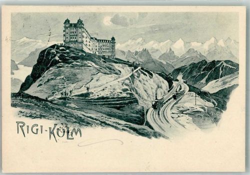 Rigi Kulm 1902 Foto AK Bergbahn Hotel Adelskorrespondenz