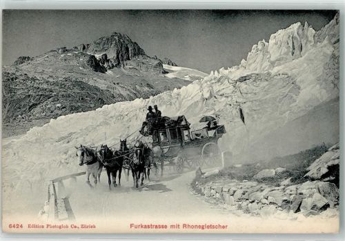 Rhonegletscher 1907 - Postkutsche Furkastrasse