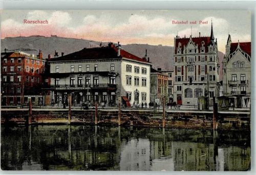 9400 Rorschach 1907 - Bahnhof Postamt Gasthaus Pension