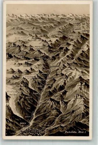 3900 Brig Foto AK Vogelschau Furkabahn