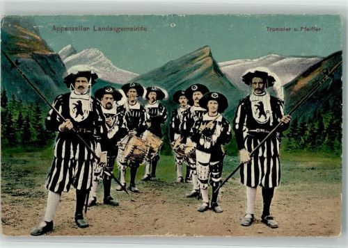 Appenzell Trommler Pfeiffer Landesgemeinde Motiv Schweiz Gebrauchsspuren