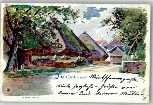 3232 Ins Anet 1898 Künstlerkarte Dorfstrasse