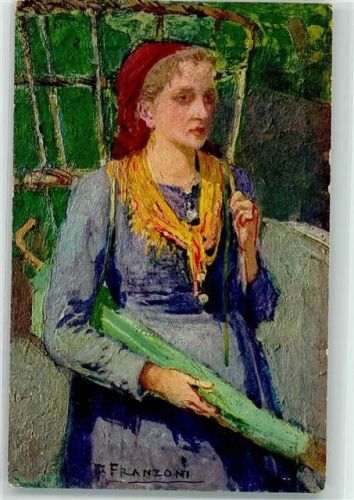 Tessiner Bauernmädchen sign. F. Franzoni Nr. 94 Pro Juventute Schweiz Künstlerkarte