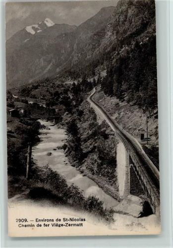 6005 St. Niklausen LU - Bahnstrecke Viege-Zermatt Brücke Talansicht