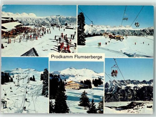 Prodkamm - Flumserberge Sessellift Bügellift Skifahrer Winter Gasthaus Prodalp