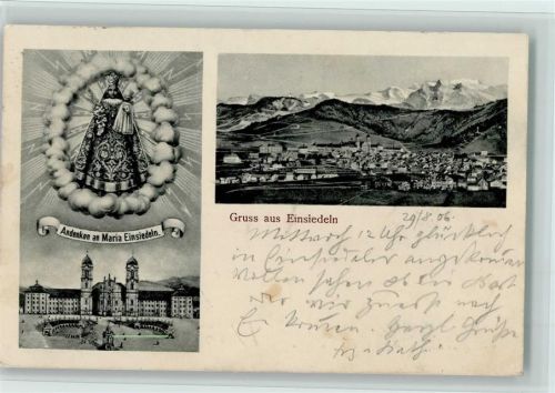 8840 Einsiedeln 1906 - Andenken an Maria Einsiedeln 2-Bildkarte