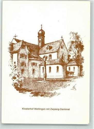 5430 Wettingen Künstlerkarte Klosterhof Zwyssig-Denkmal Eidgenössische Kadettentage 1966