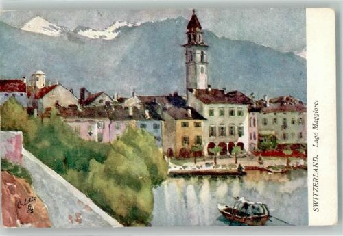 6612 Ascona Künstlerkarte sign. McCormick Verlag Tuck Oilette Serie II Wide Wide World Schweiz Lago Maggiore