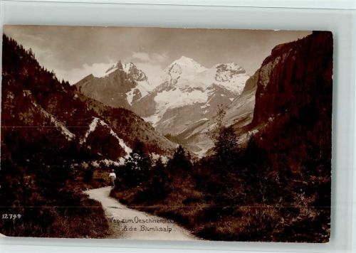 Oeschinensee - Weg zum Oeschinensee und die Blümlisalp Wanderer