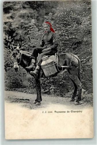 1874 Champéry - Bäuerin auf dem Maulesel