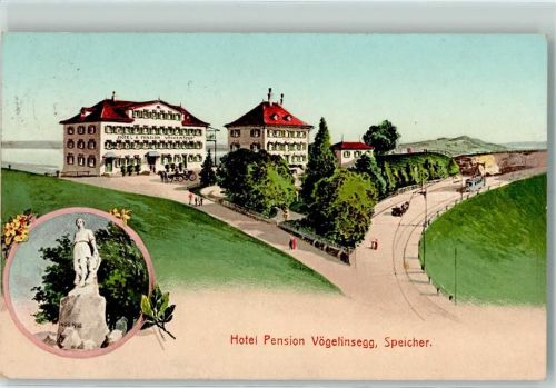 9042 Speicher 1910 Künstlerkarte Hotel Pension Vögelinsegg Denkmal